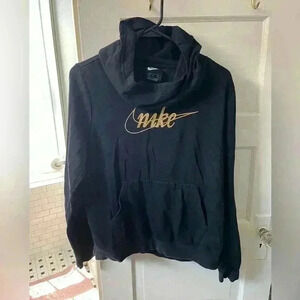 Nike black and gold womens cowl neck‎ hoodie size medium